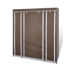 Large Space Storage Portable Bedroom Double Wardrobe Stable Easy Assemble - brown