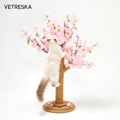 Vetreska Cat Kitten Scratcher Cherry Blossom Tree Climbing Scratching Board Gym