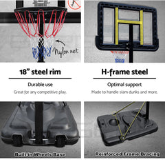 Basketball Hoop Stand System Portable Adjustable Height Ring Backboard Net Rim