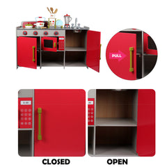 Wooden Kids Kitchen Pretend Play Set Toy Toddler Children Cooking Home Cookware