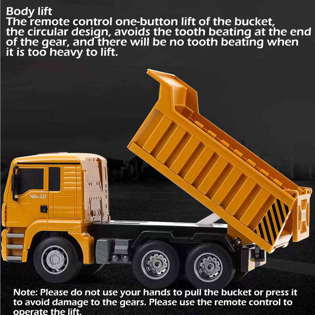 Huina 1/18 RC Engineering Construction Dump Truck Remote Control Toy Kids Gift