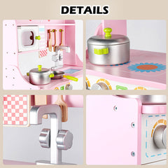 Kids Wooden Kitchen Pretend Play Set Toy Toddlers Children Cooking Food Cookware