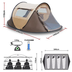 Waterproof Instant Up Beach Camping Tent 3 Person Pop up Tents Family Hiking Dome