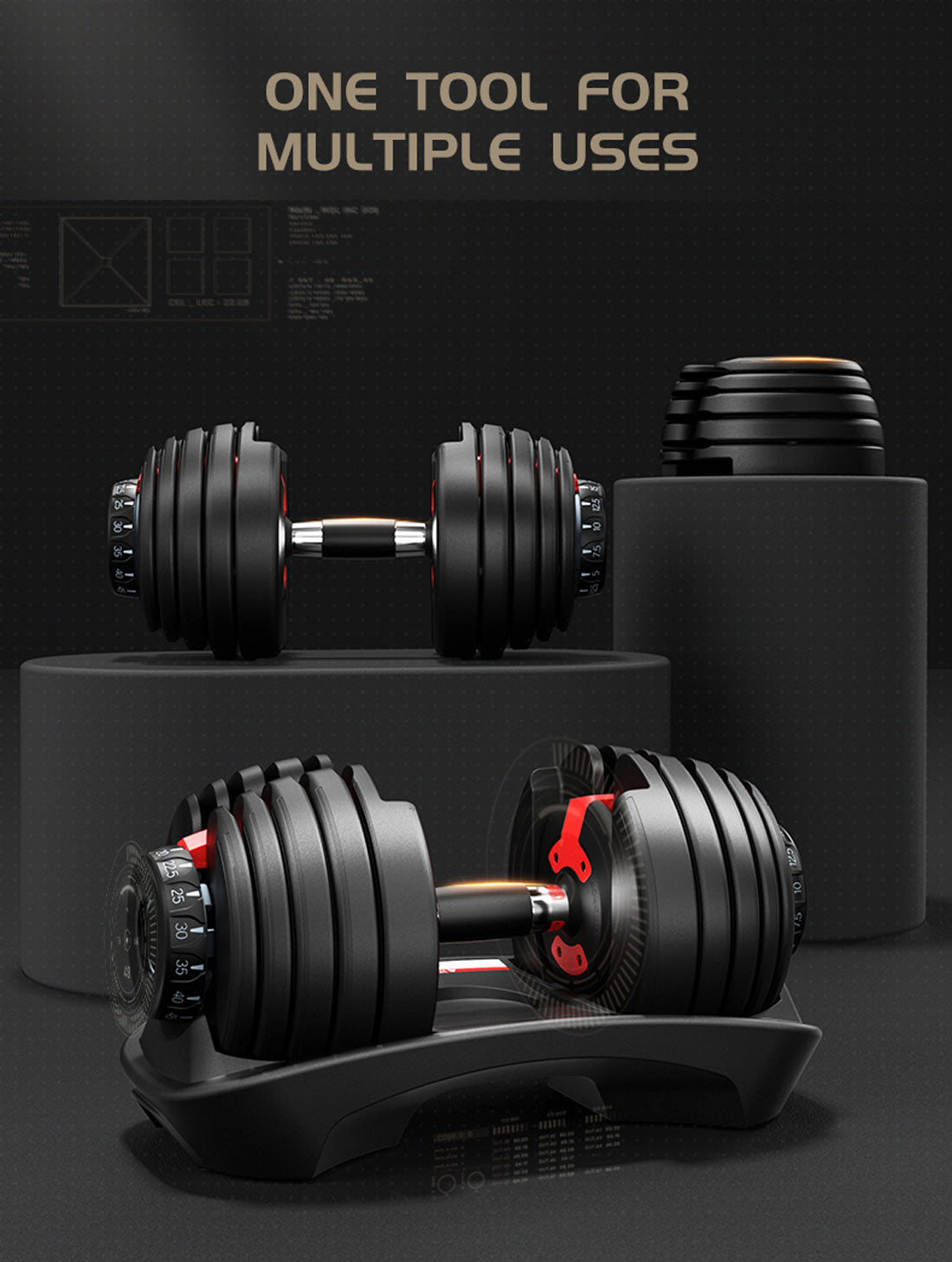 24kg Adjustable Dumbbell Dumbbells Set Weight Plates Home Gym Fitness Exercise Equipment OP