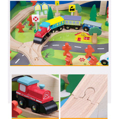 Wooden Train Table Children Pretend Play Set Toy Kids Toddlers Thomas The Tank
