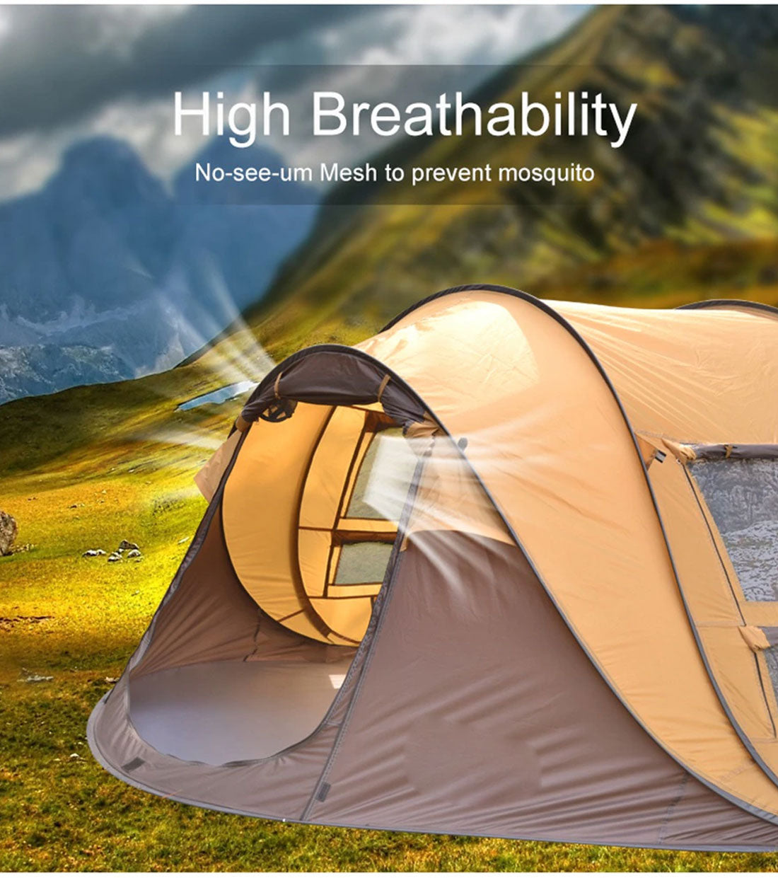 Waterproof Instant Beach Camping Tent 6 Person Pop up Tents Family Hiking Dome