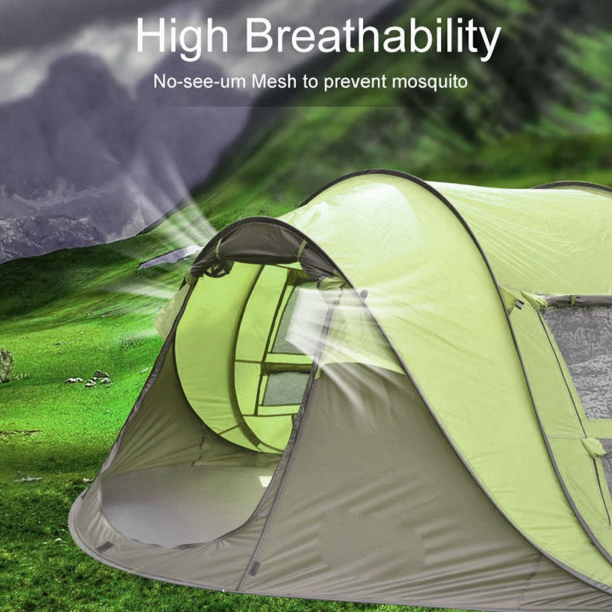 Waterproof Instant Beach Camping Tent 6 Person Pop up Tents Family Hiking Dome - green