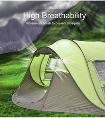 Waterproof Instant Beach Camping Tent 6 Person Pop up Tents Family Hiking Dome - green