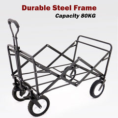 Foldable Collapsible Wagon Cart Garden Beach Outdoor Shopping Trolley Camping Brake - Green