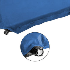 Double Self inflating Suede Mattress Mat Sleeping Pad Air Bed Camping Hiking - blue