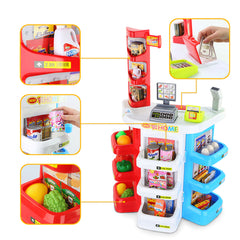 Kids Supermarket Store Food Pretend Role Play Set Cash Shopping Trolley Toys