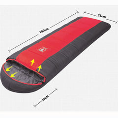 Double Camping Envelope Twin Sleeping Bag Thermal Tent Hiking Winter 0° C - red
