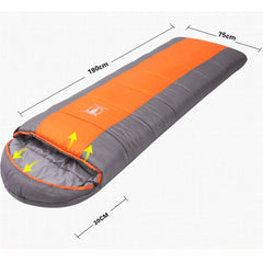Outdoor Camping Envelope Sleeping Bag Thermal Tent Hiking Winter Single -15°C - orange