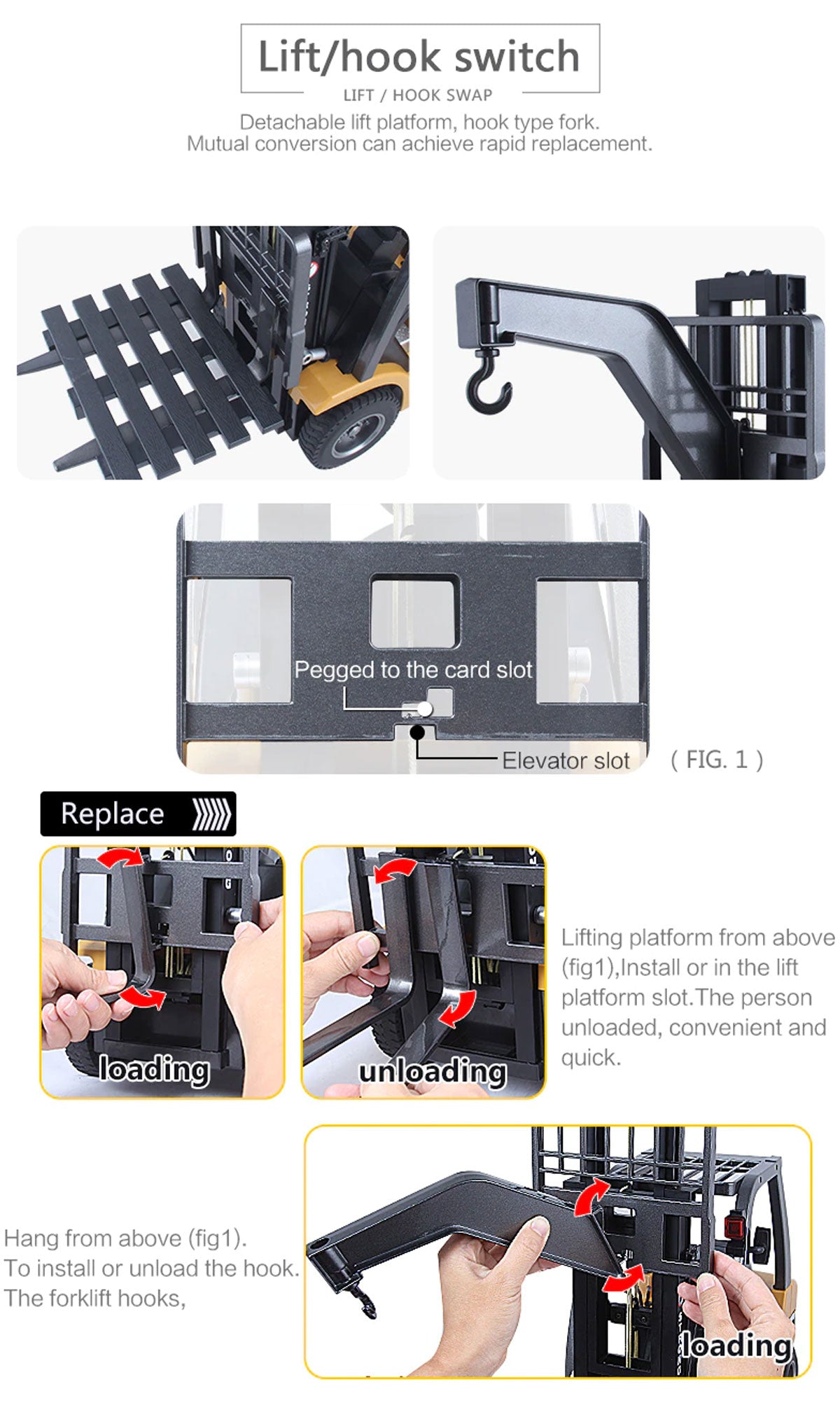 Huina 1/10 RC 8CH ForkLift Excavator Industrial Construction Engineering Vehicle Truck Kids Toys alloy