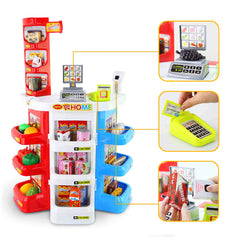 Kids Supermarket Store Food Pretend Role Play Set Cash Shopping Trolley Toys