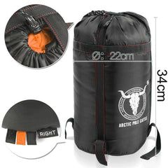 Double Camping Envelope Twin Sleeping Bag Thermal Tent Hiking Winter -15° C - orange