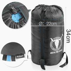 Double Camping Envelope Twin Sleeping Bag Thermal Tent Hiking Winter -12° C - blue