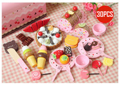 Kid Gift Wooden Pretend Play Toy Cherry Bear Chocolate Dessert Party Set Tea Cup