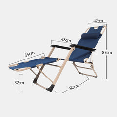 Reclining Sun Beach Deck Lounge Chair Outdoor Folding Camping Fishing Arm Rest - navy