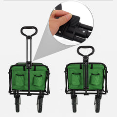 Foldable Collapsible Wagon Cart Garden Beach Outdoor Shopping Trolley Camping Brake - Green