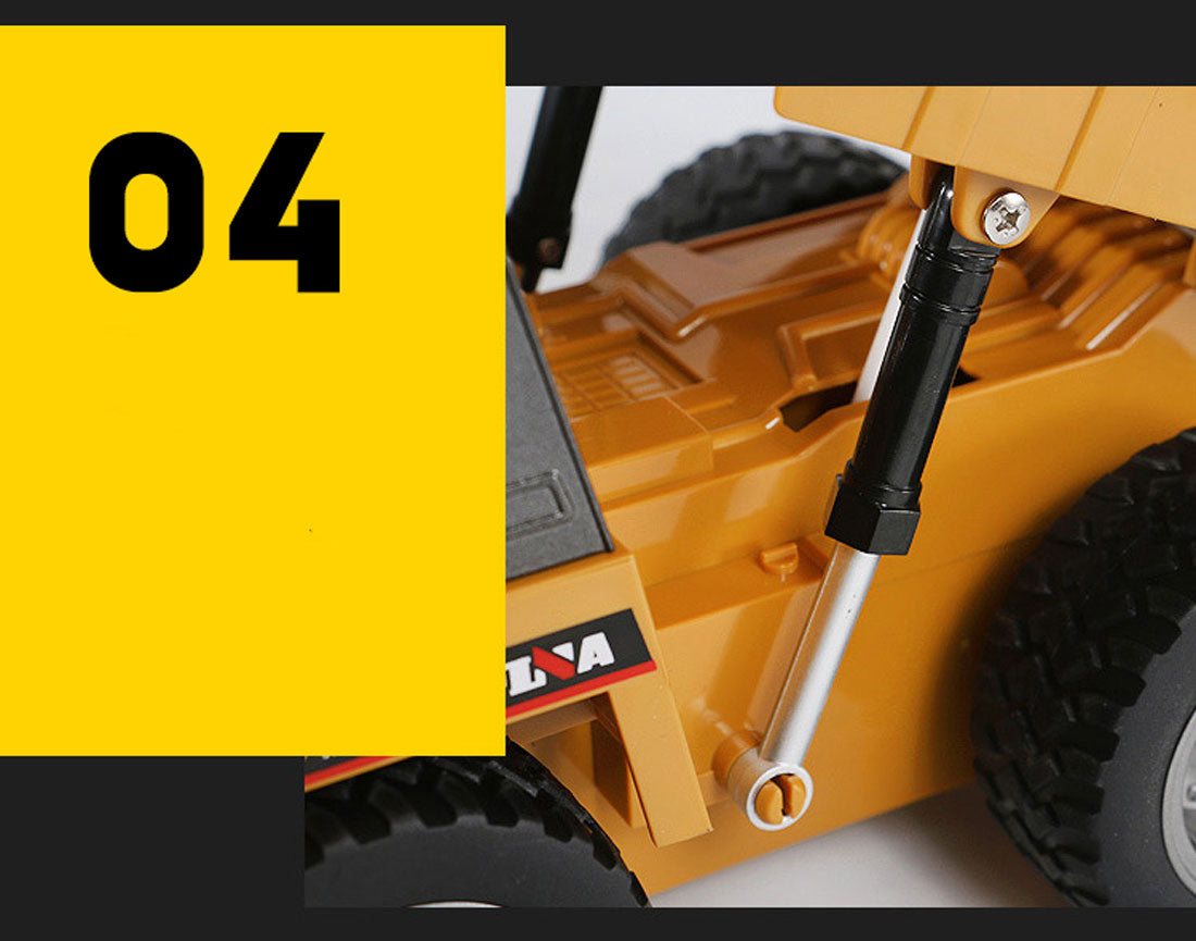 HUINA 2.4G RC 6 Channel 1:18 Alloy Remote Control Dump Truck Loader Toy Car Engineering Kids