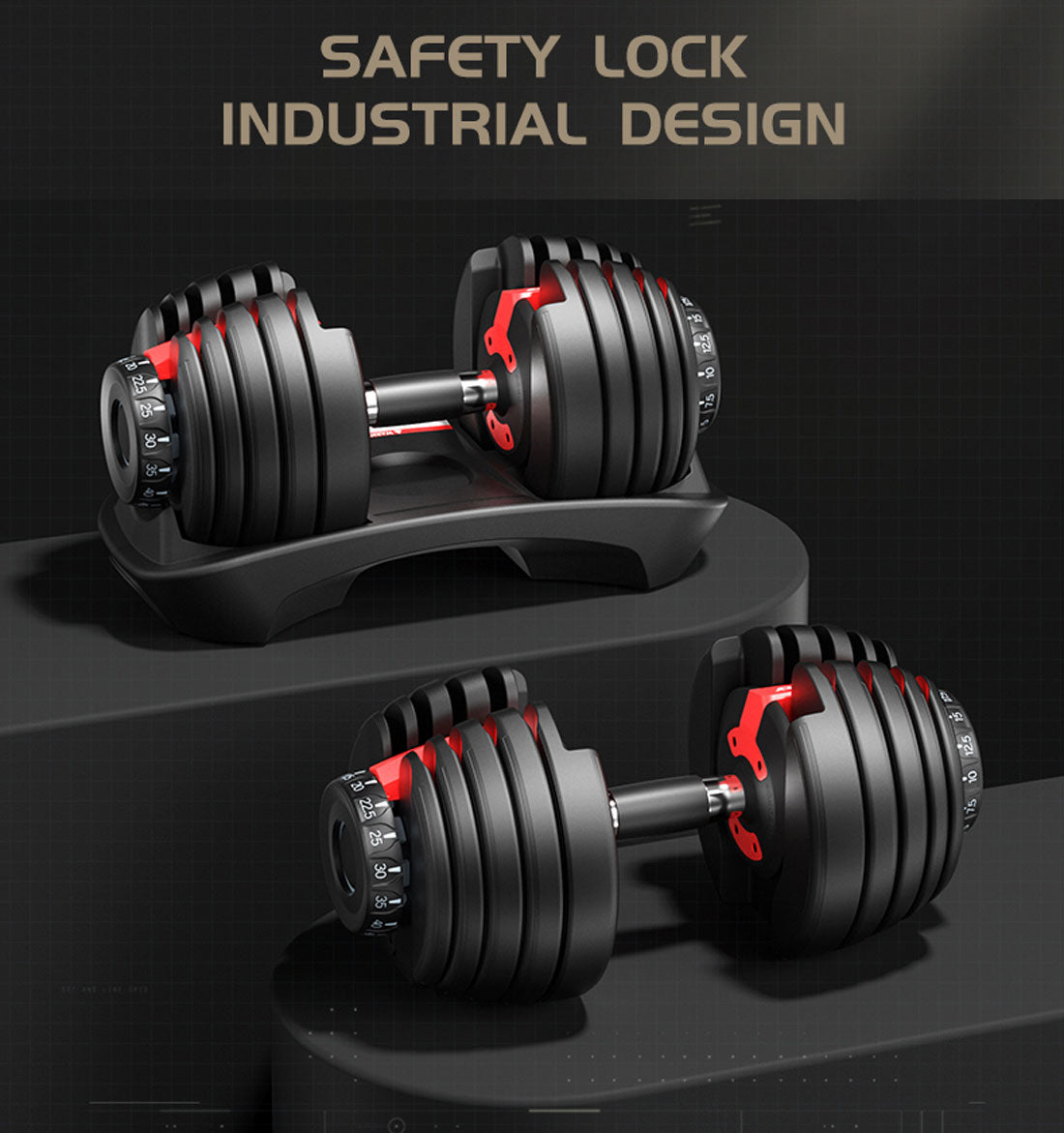 24kg Adjustable Dumbbell Dumbbells Set Weight Plates Home Gym Fitness Exercise Equipment OP