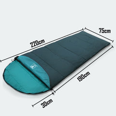 Double Camping Envelope Twin Sleeping Bags Thermal Hiking Summer Compact - green