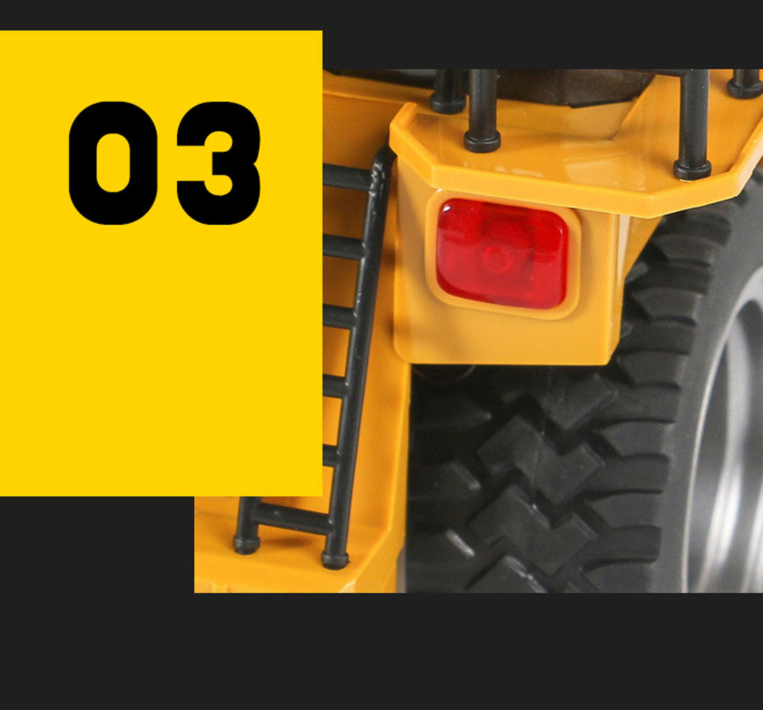 HUINA 2.4G RC 6 Channel 1:18 Alloy Remote Control Dump Truck Loader Toy Car Engineering Kids