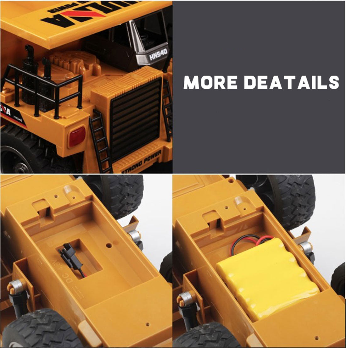 HUINA 2.4G RC 6 Channel 1:18 Alloy Remote Control Dump Truck Loader Toy Car Engineering Kids