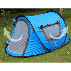 One Touch Easy Set Up Pop Up Instant 2 Person Tent UV Protect Antomatic - blue