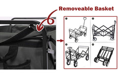 Foldable Collapsible Wagon Cart Garden Beach Outdoor Shopping Trolley Camping Brake - Black