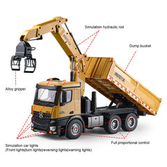 Huina RC Timber Grab Dumper Truck Lift Hoist 1/14 Construction Vehicle Kids Toy