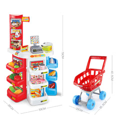 Kids Supermarket Store Food Pretend Role Play Set Cash Shopping Trolley Toys