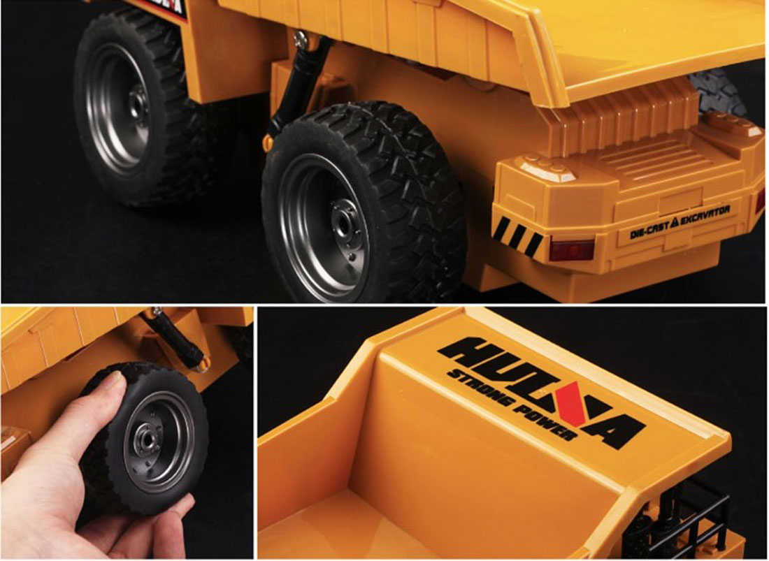 HUINA 2.4G RC 6 Channel 1:18 Alloy Remote Control Dump Truck Loader Toy Car Engineering Kids