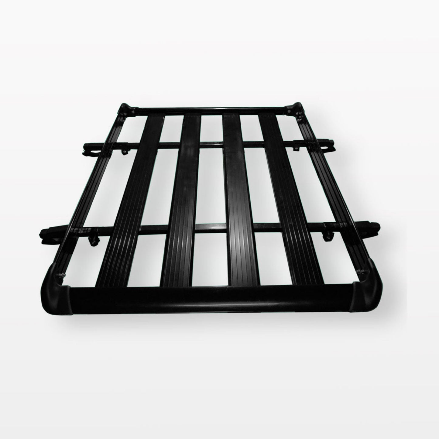 Black metal roof rack on a white background