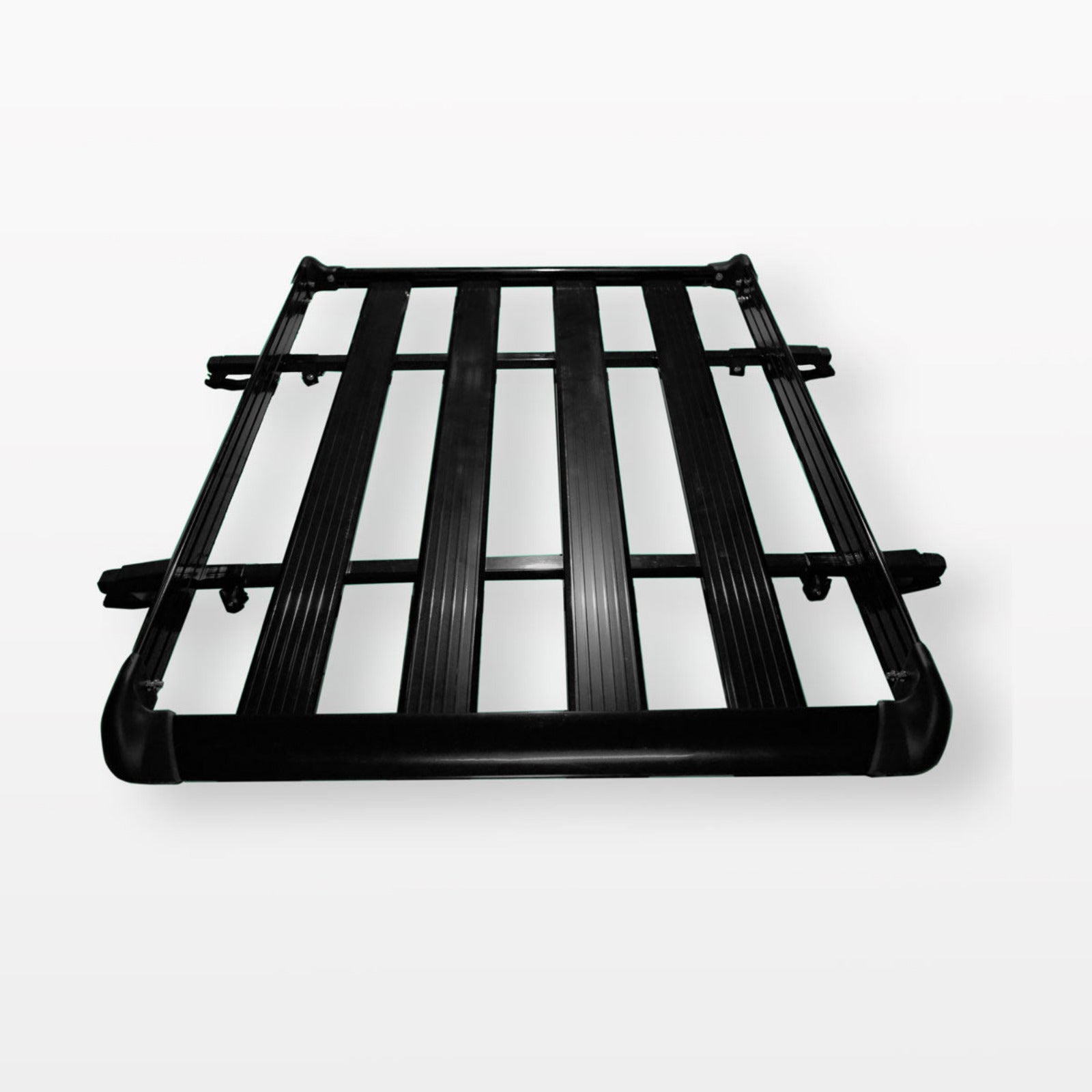 Black metal roof rack on a white background