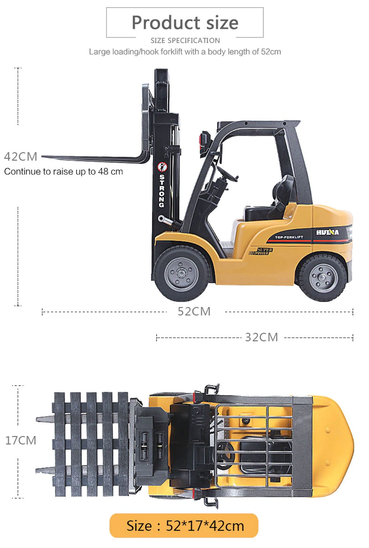 Huina 1/10 RC 8CH ForkLift Excavator Industrial Construction Engineering Vehicle Truck Kids Toys alloy