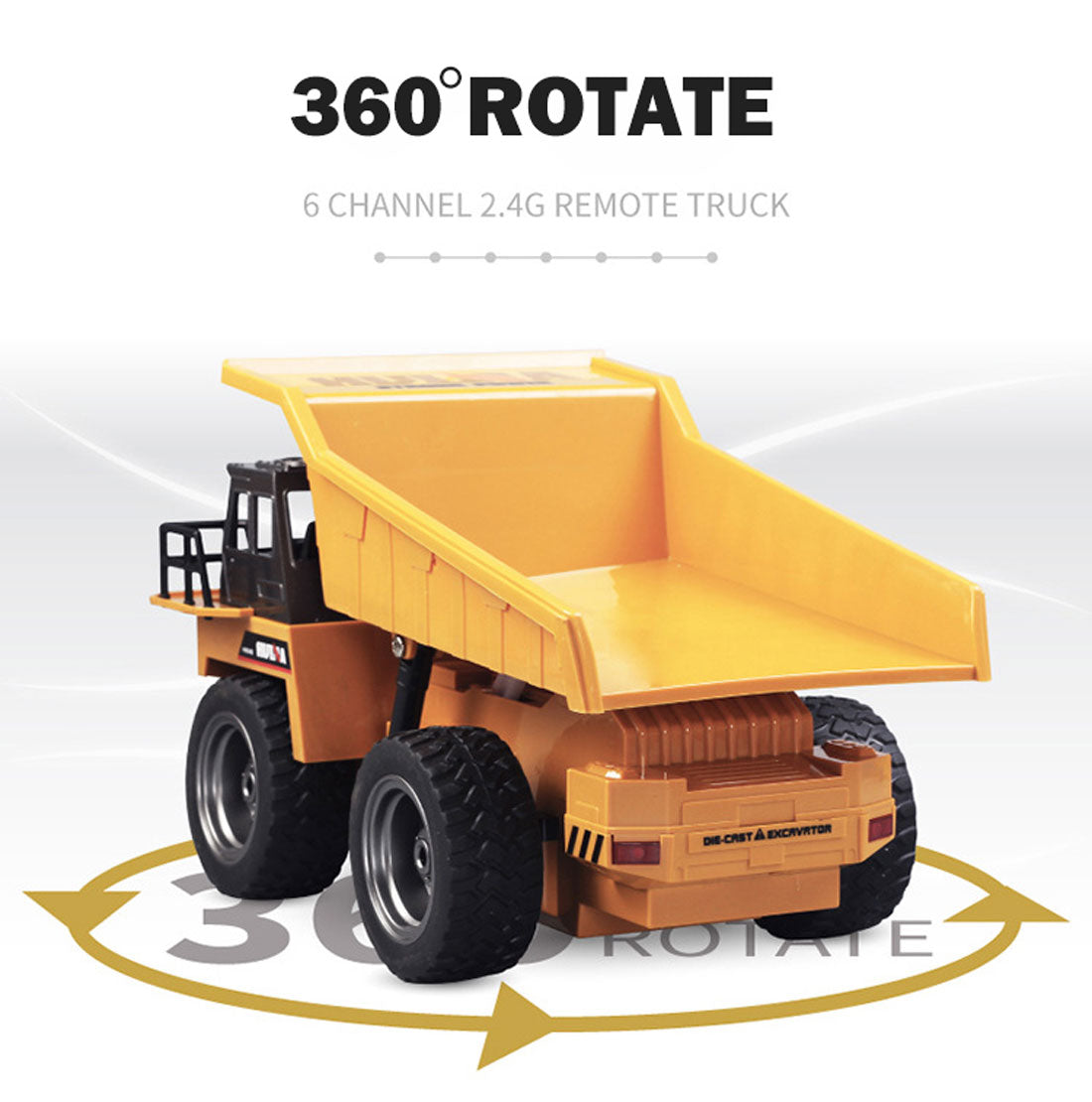 HUINA 2.4G RC 6 Channel 1:18 Alloy Remote Control Dump Truck Loader Toy Car Engineering Kids