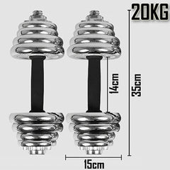 20KG Dumbbell Set Weight Dumbbells Home Gym Training Fitness BarBell Equipment Case