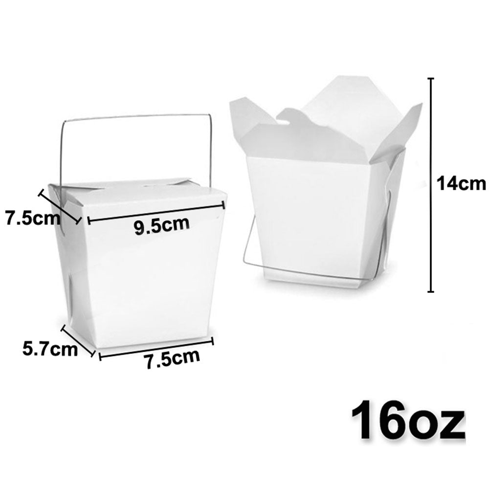 Bulk Packs 50 pcs White Noodle Box Pail With Metal Wire Handle