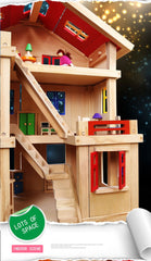 Wooden 3 Level DIY Dolls Doll House Girls Kids Pretend Play Toys Furniture Set Kit