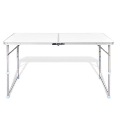 Aluminium Folding Portable Garden Camping Picnic BBQ Table Height Adjustable 120 x 60 cm - white