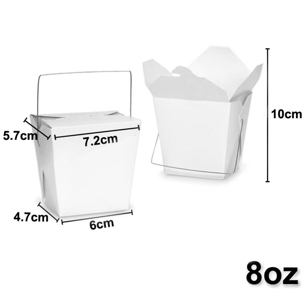 Bulk Packs 200 pcs White Noodle Box Pail With Metal Wire Handle