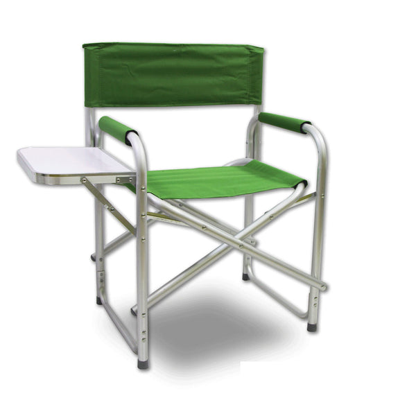 Directors Aluminium Folding Chair Camping Picnic Director Fishing w/ Table - green