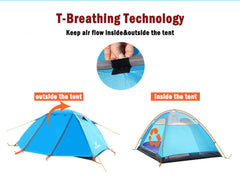 2 Person Portable Outdoor Lightweight Cycling Hiking Backpacking Camping Waterproof Tent - Blue