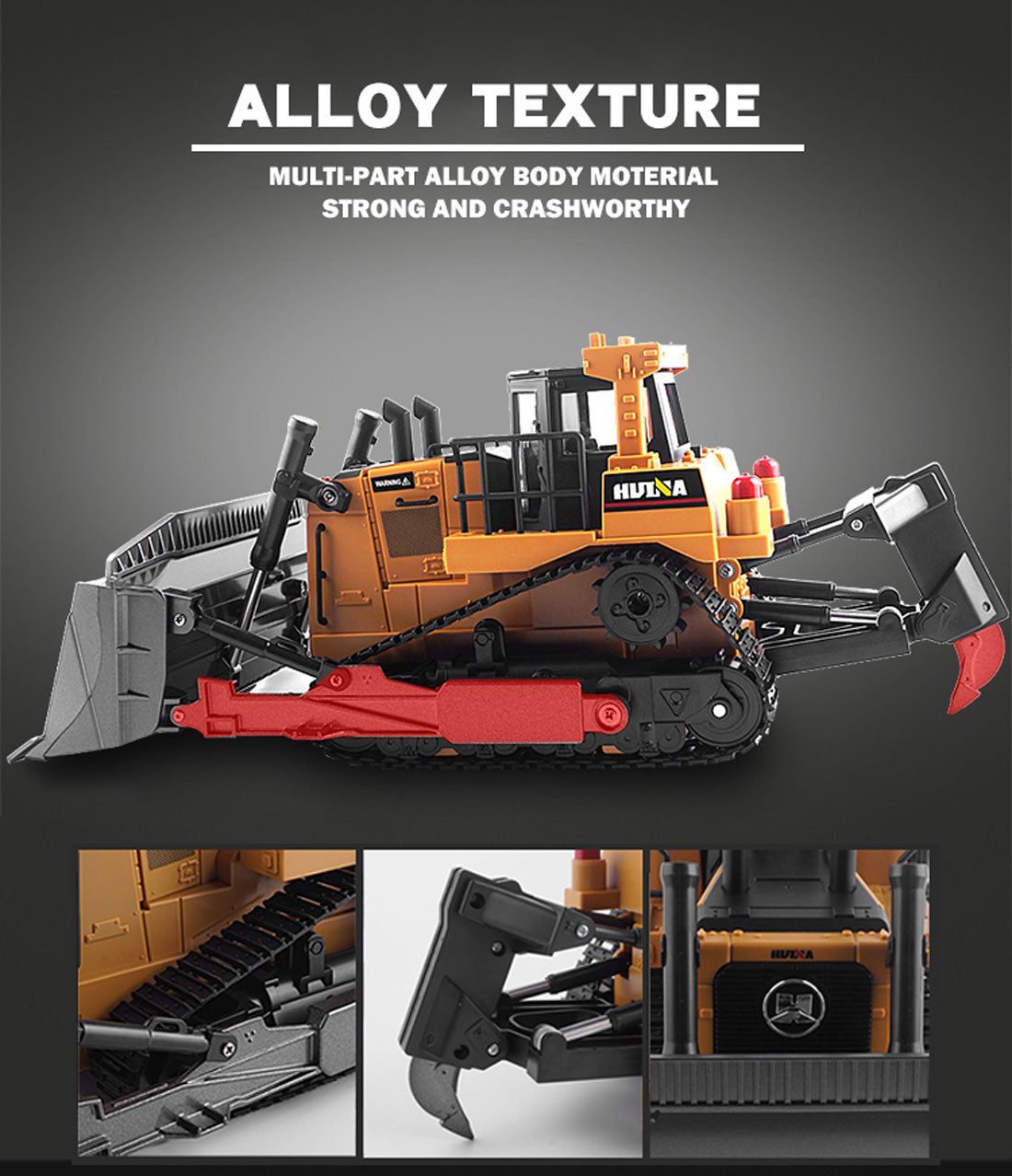 Huina Alloy 1:16 RC Bulldozer Excavator Toy Playset Vehicles Car Model Toy Boys Kid