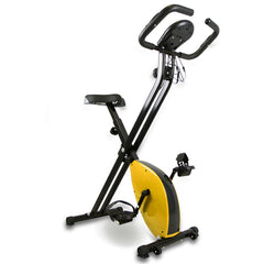 Folding Magnetic Upright Bicycle Training Fitness Stationary Flywheel X-Bike Yellow