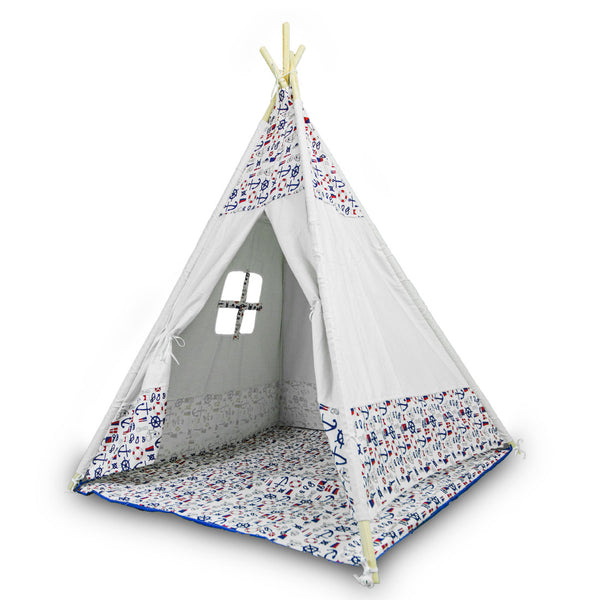 Cotton Canvas Kids Teepee Children Home Pretend Play Tent Indoor Outdoor Party 