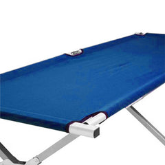 Camping Bed Folding Stretcher Light Weight w/ Carry Bag Camp Portable - blue