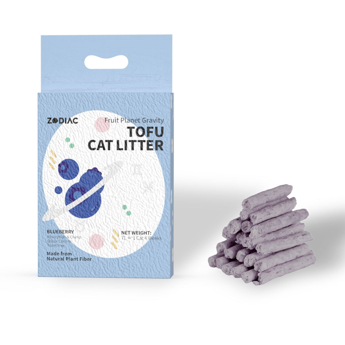 ZODIAC Fruity Biodegradable Flushable Tofu Cat Kitten Litter Blueberry